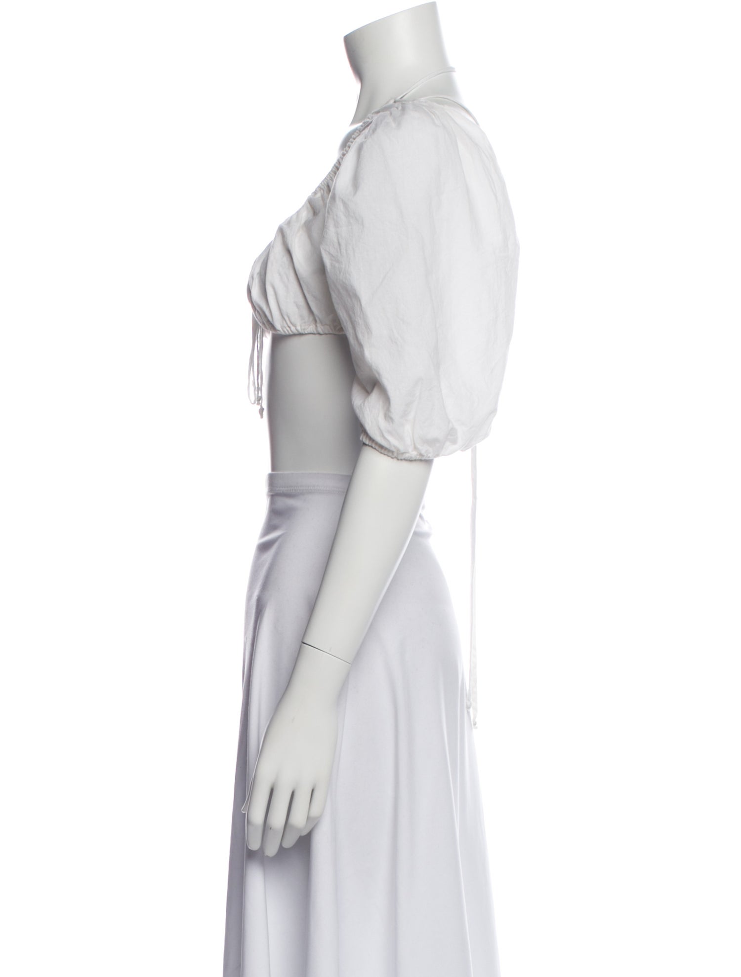 Are You Am I Tie Neck Three-Quarter Sleeve Crop Top