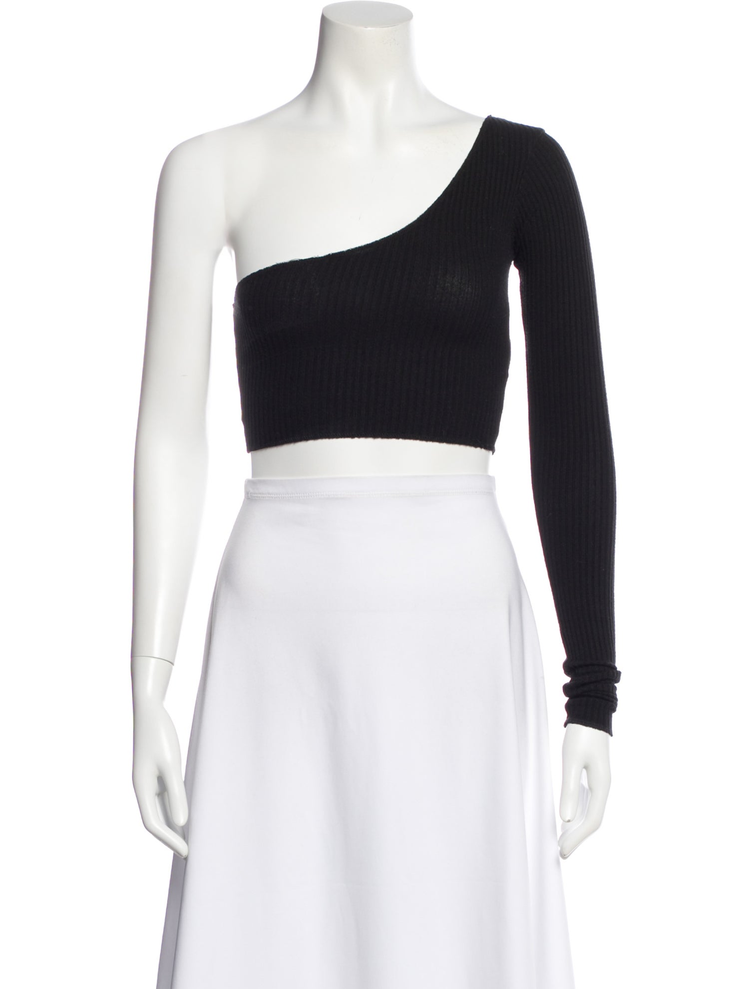 Are You Am I One-Shoulder Long Sleeve Crop Top