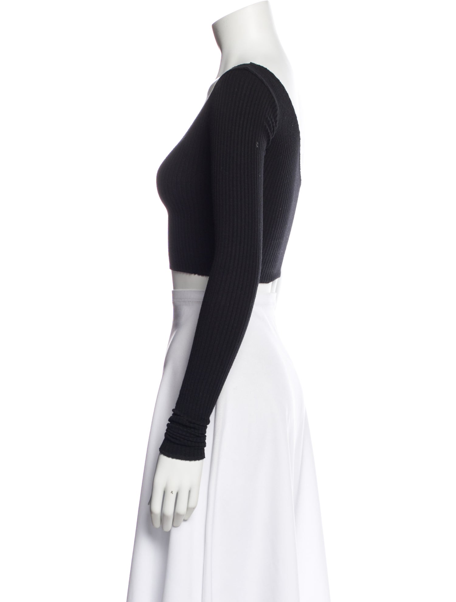 Are You Am I One-Shoulder Long Sleeve Crop Top