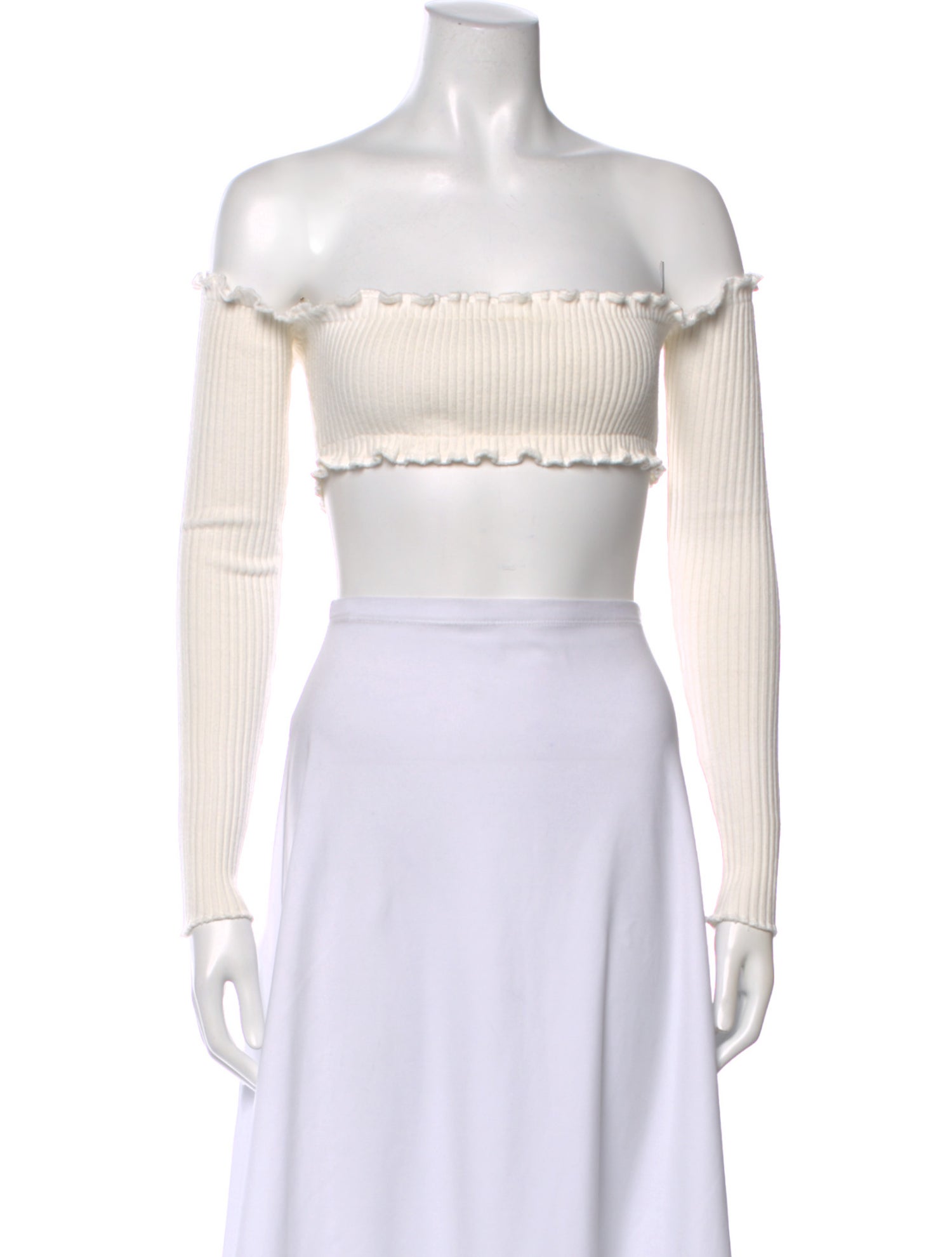 Are You Am I Off-The-Shoulder Long Sleeve Crop Top