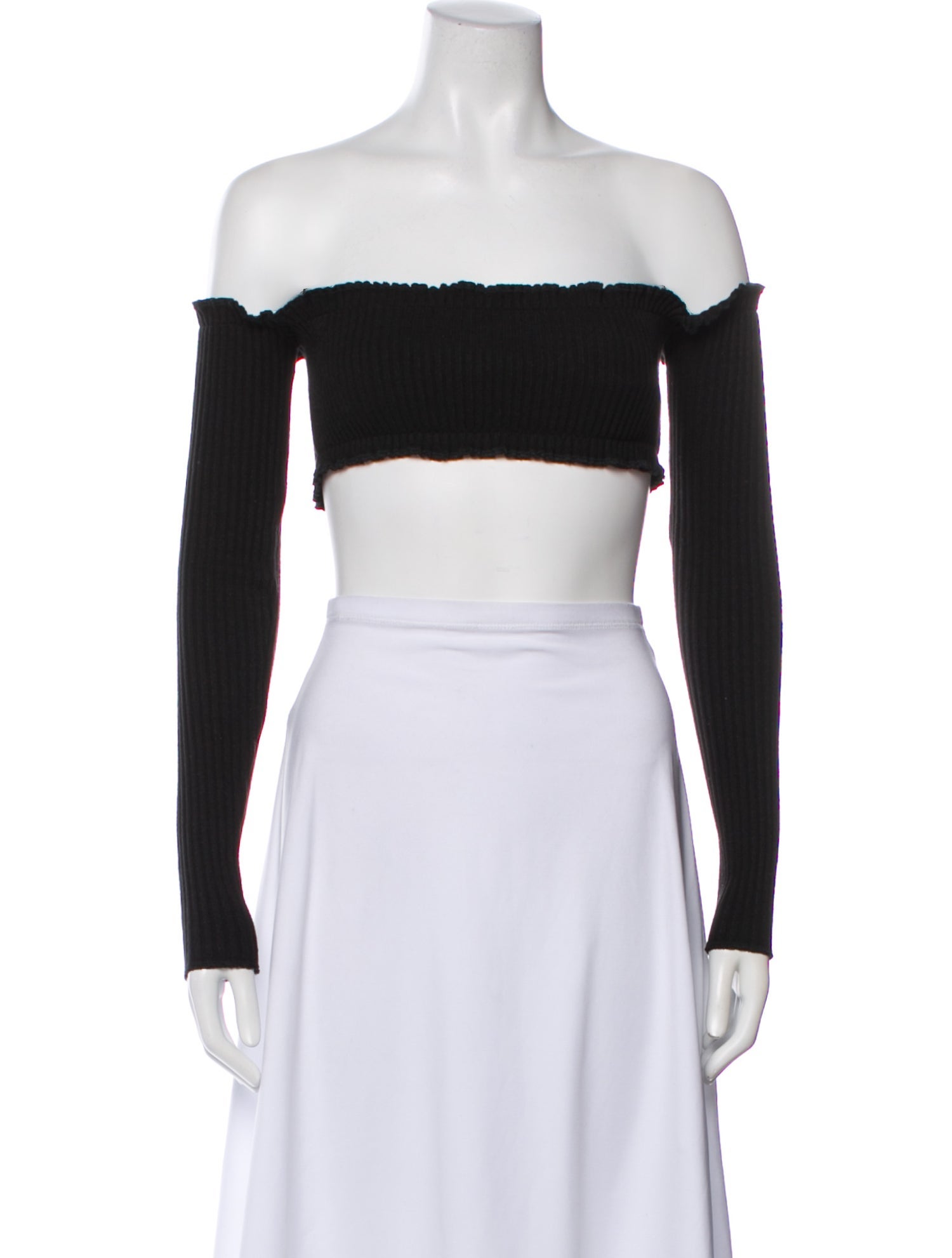 Are You Am I Off-The-Shoulder Long Sleeve Crop Top