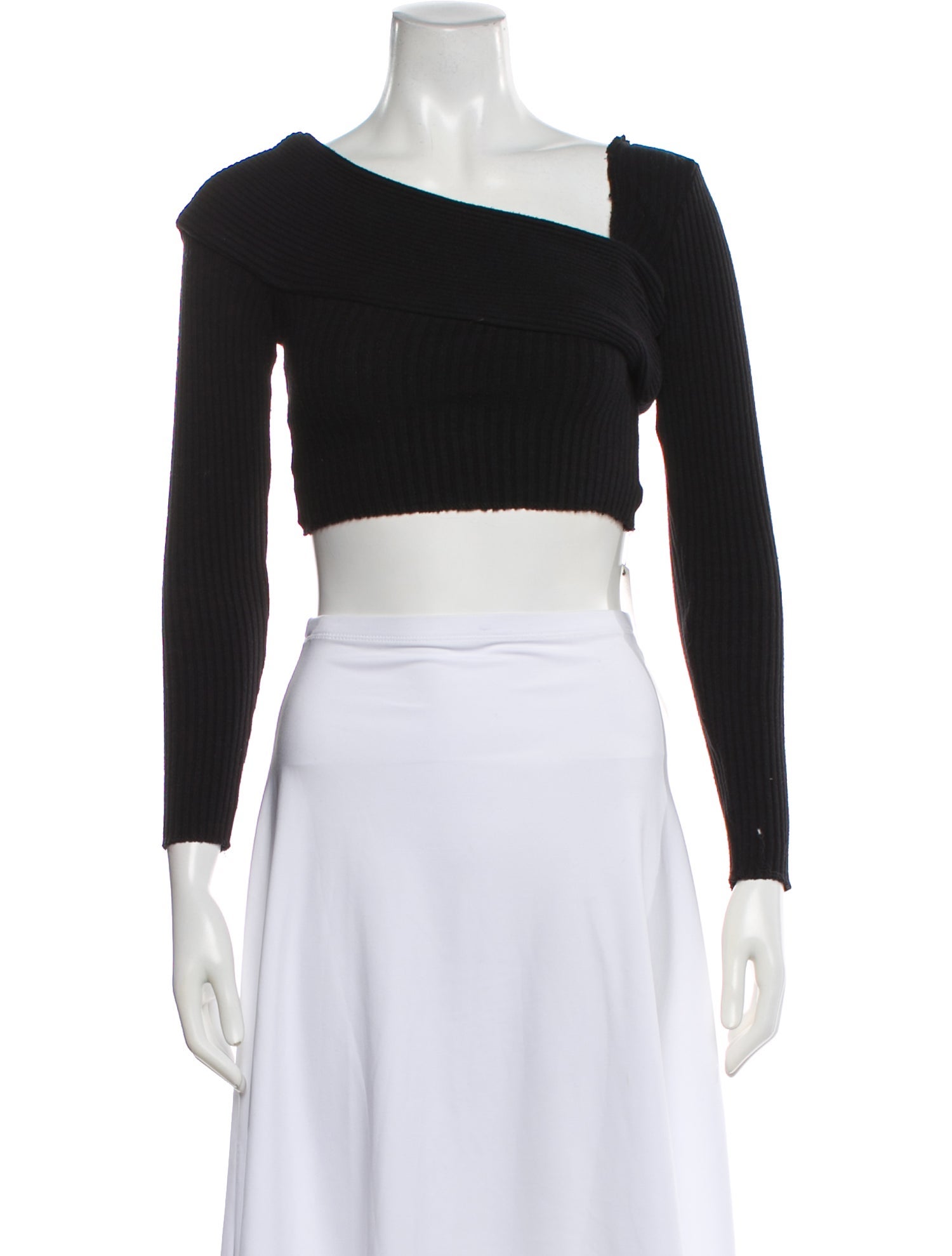 Are You Am I Asymmetrical Long Sleeve Crop Top