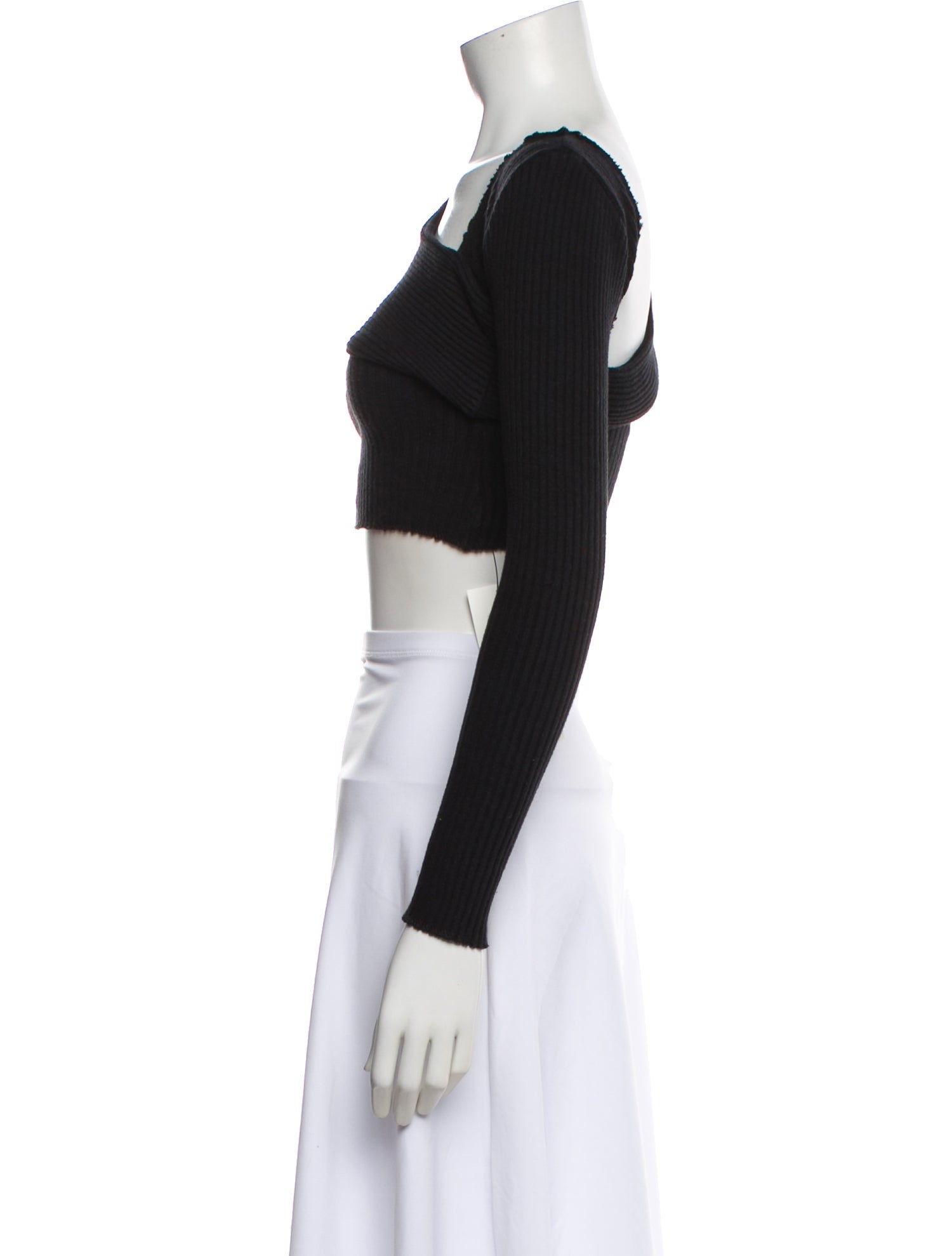 Are You Am I Asymmetrical Long Sleeve Crop Top