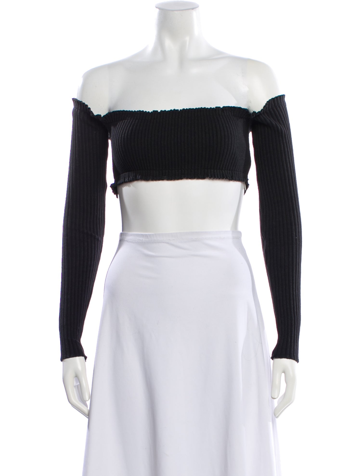 Are You Am I Off-The-Shoulder Long Sleeve Crop Top