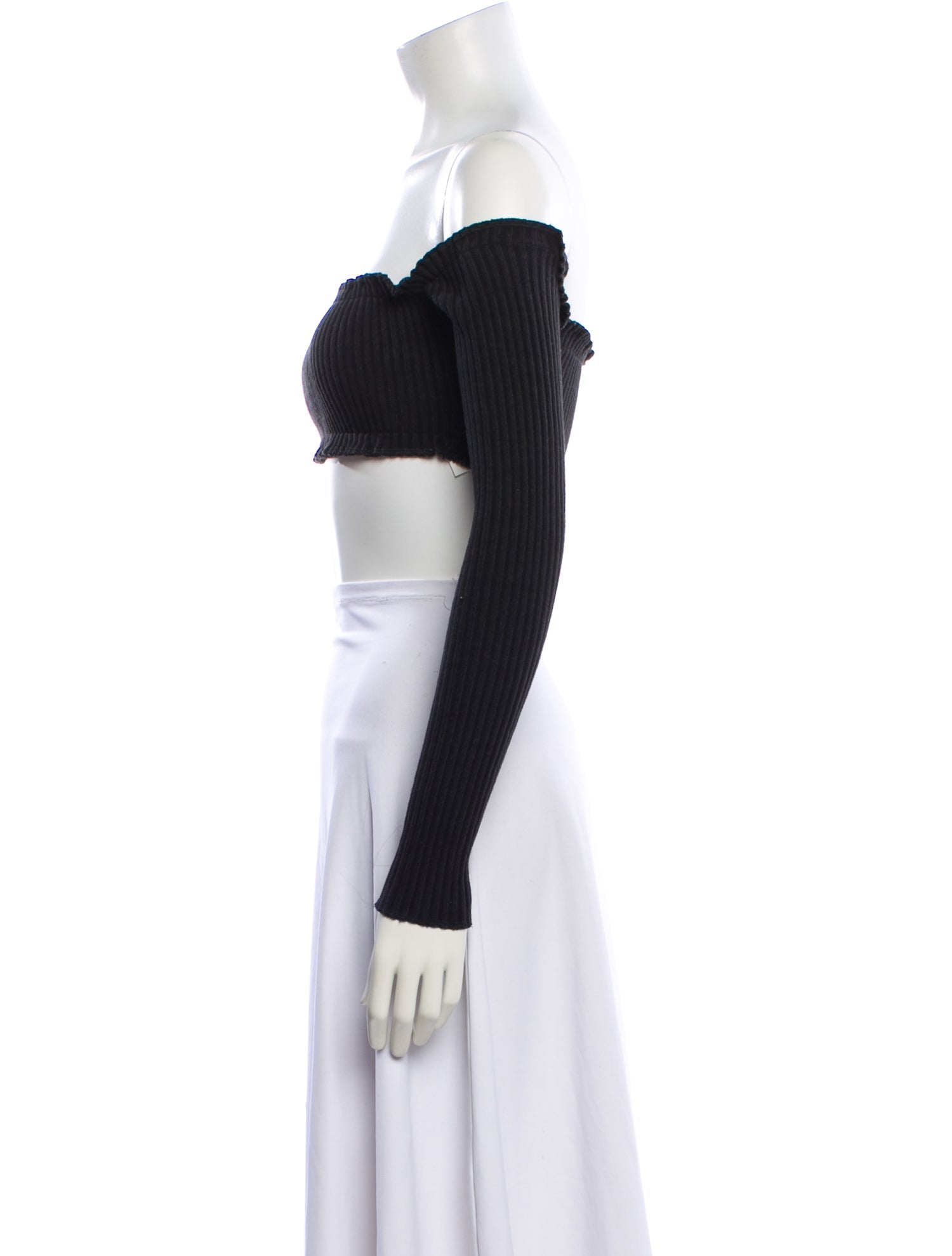 Are You Am I Off-The-Shoulder Long Sleeve Crop Top