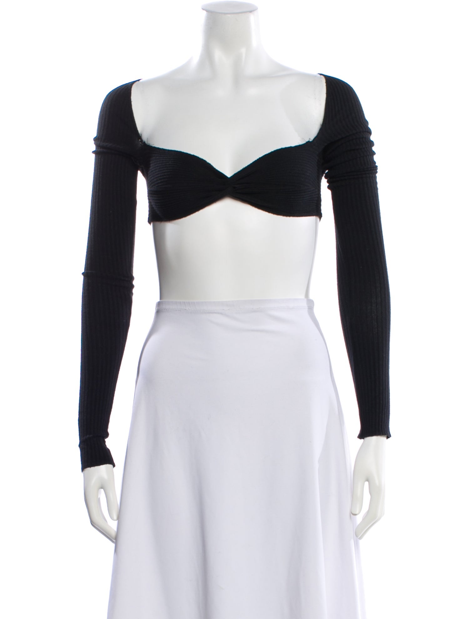 Are You Am I V-Neck Long Sleeve Crop Top