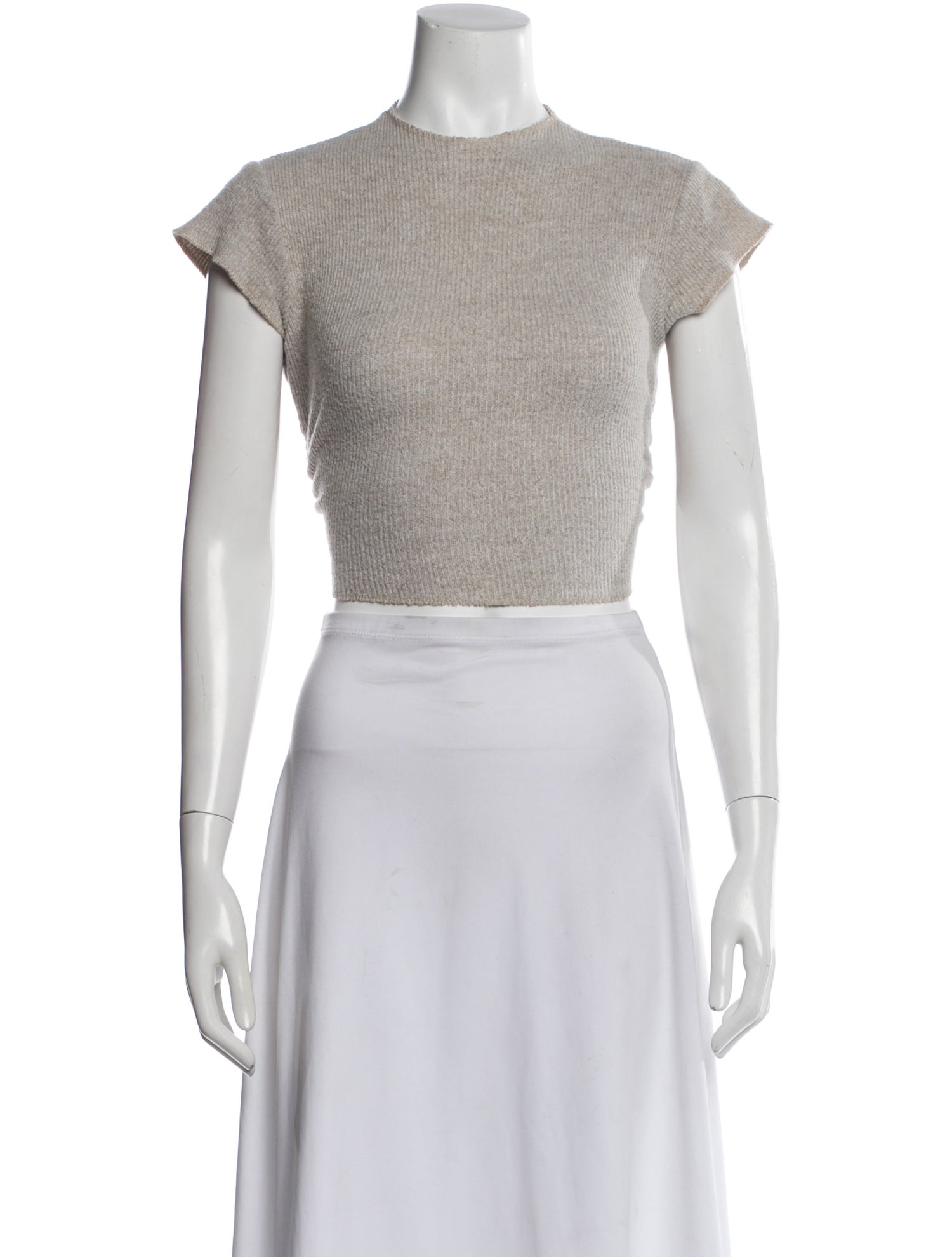 Are You Am I Mock Neck Short Sleeve Crop Top