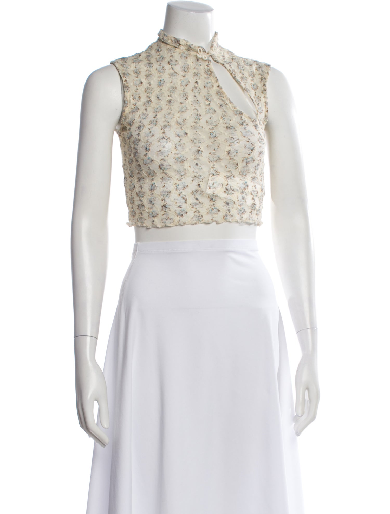 Are You Am I Floral Print Sleeveless Crop Top