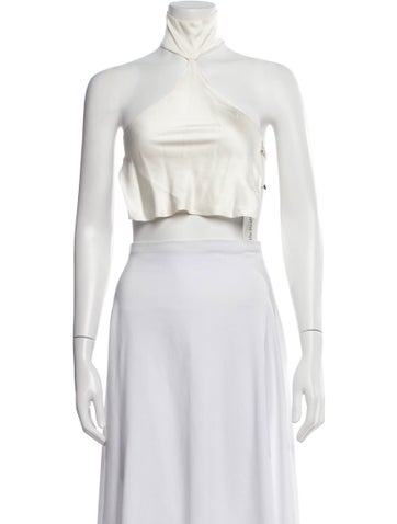 Are You Am I Silk Halterneck Crop Top