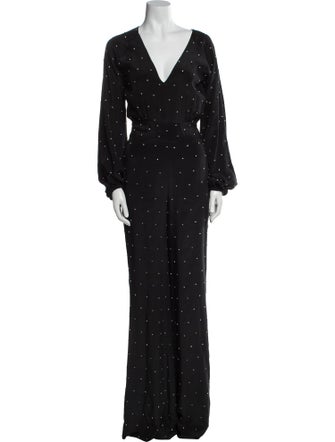 Azeeza Polka Dot Print V-Neck Jumpsuit