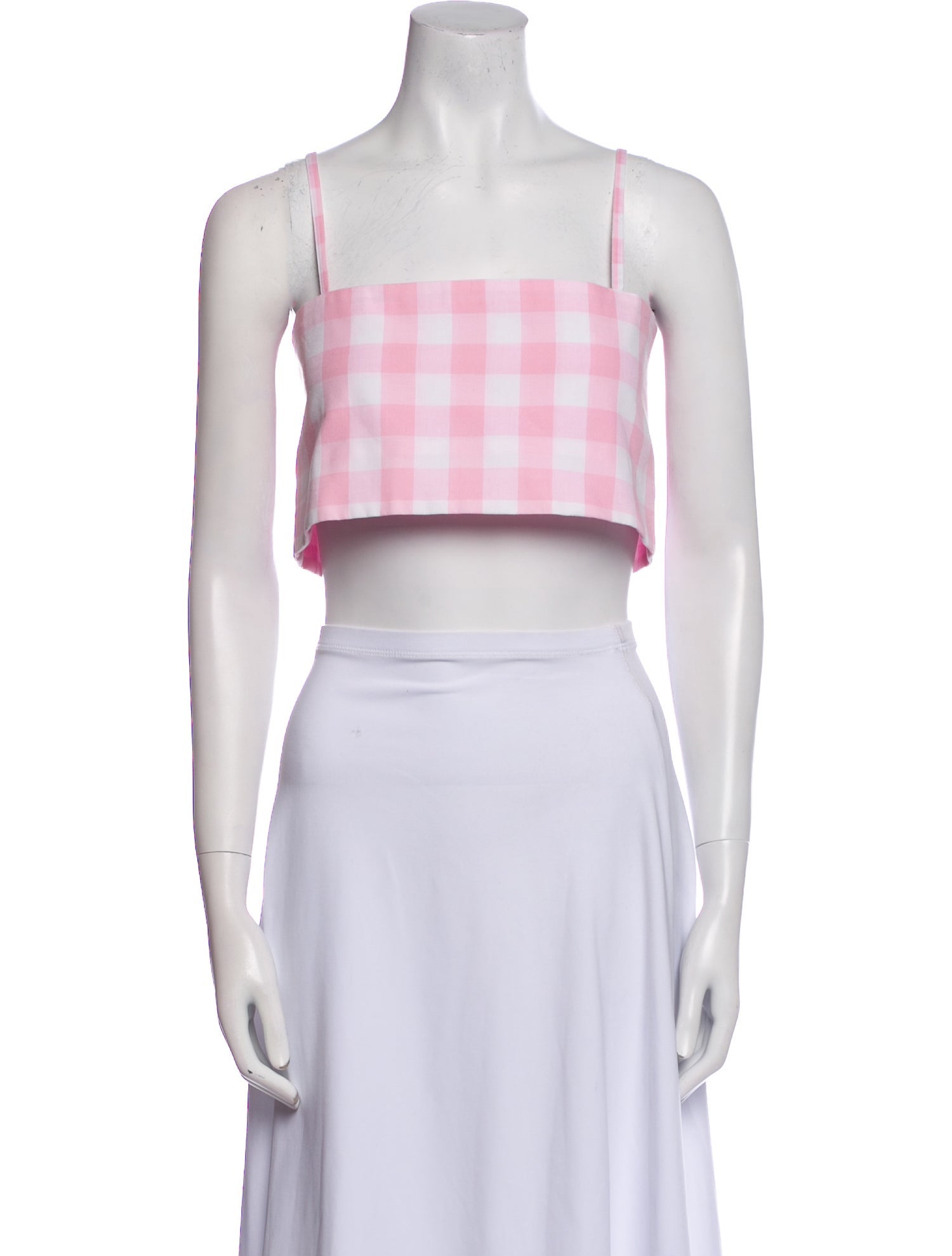 Azeeza Plaid Print Square Neckline Crop Top