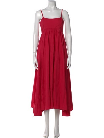 Pre-owned Azeeza Square Neckline Midi Length Dress W/ Tags In Red