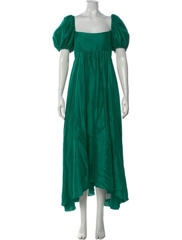Pre-owned Azeeza Silk Long Dress In Green