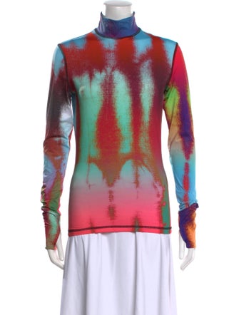 Aztech Mountain Tie-Dye Print Turtleneck Sweatshirt
