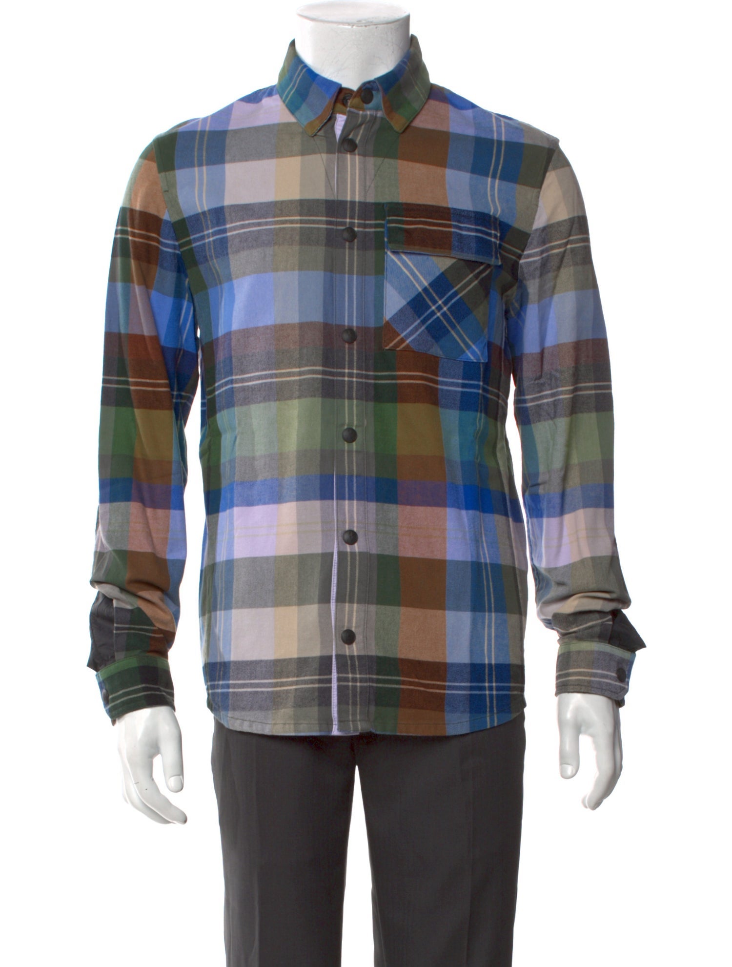 Aztech Mountain Plaid Print Long Sleeve Western Shirt