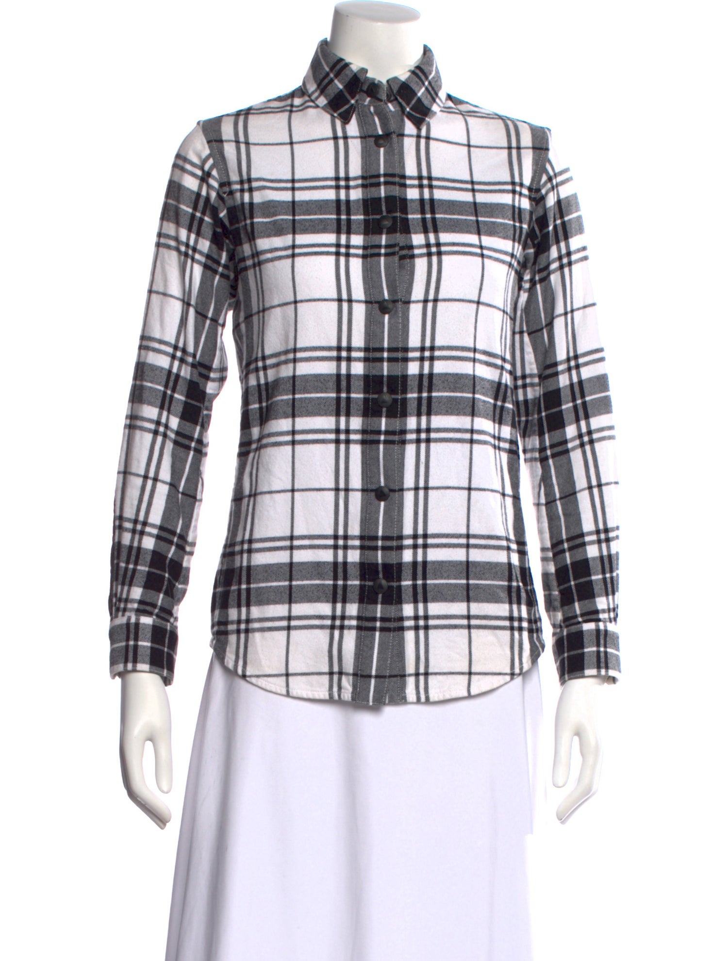 Aztech Mountain Plaid Print Long Sleeve Button-Up Top