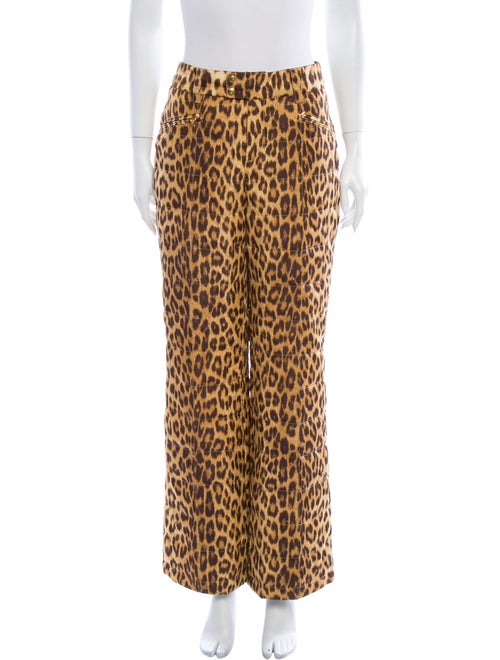 Bogner Animal Print Wide Leg Pants Brown