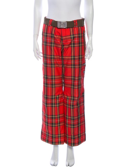 Bogner Plaid Print Wide Leg Pants Red