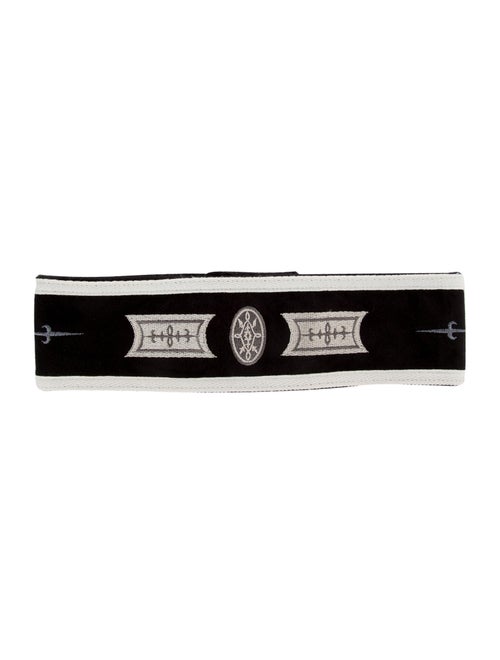 Bogner Suede Embroidered Headband Black