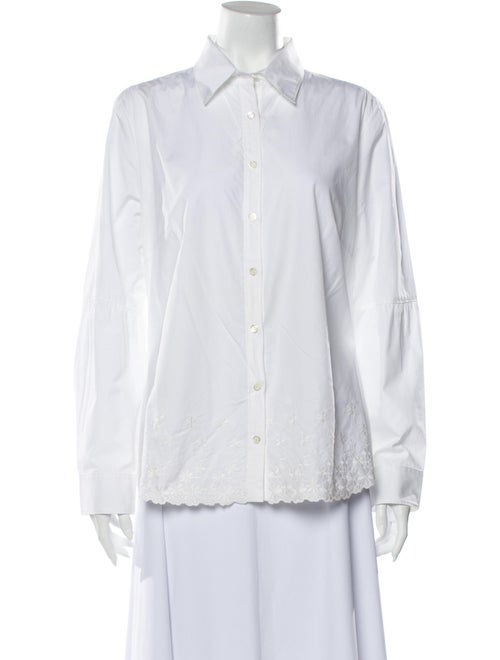Bogner Long Sleeve Button-Up Top White
