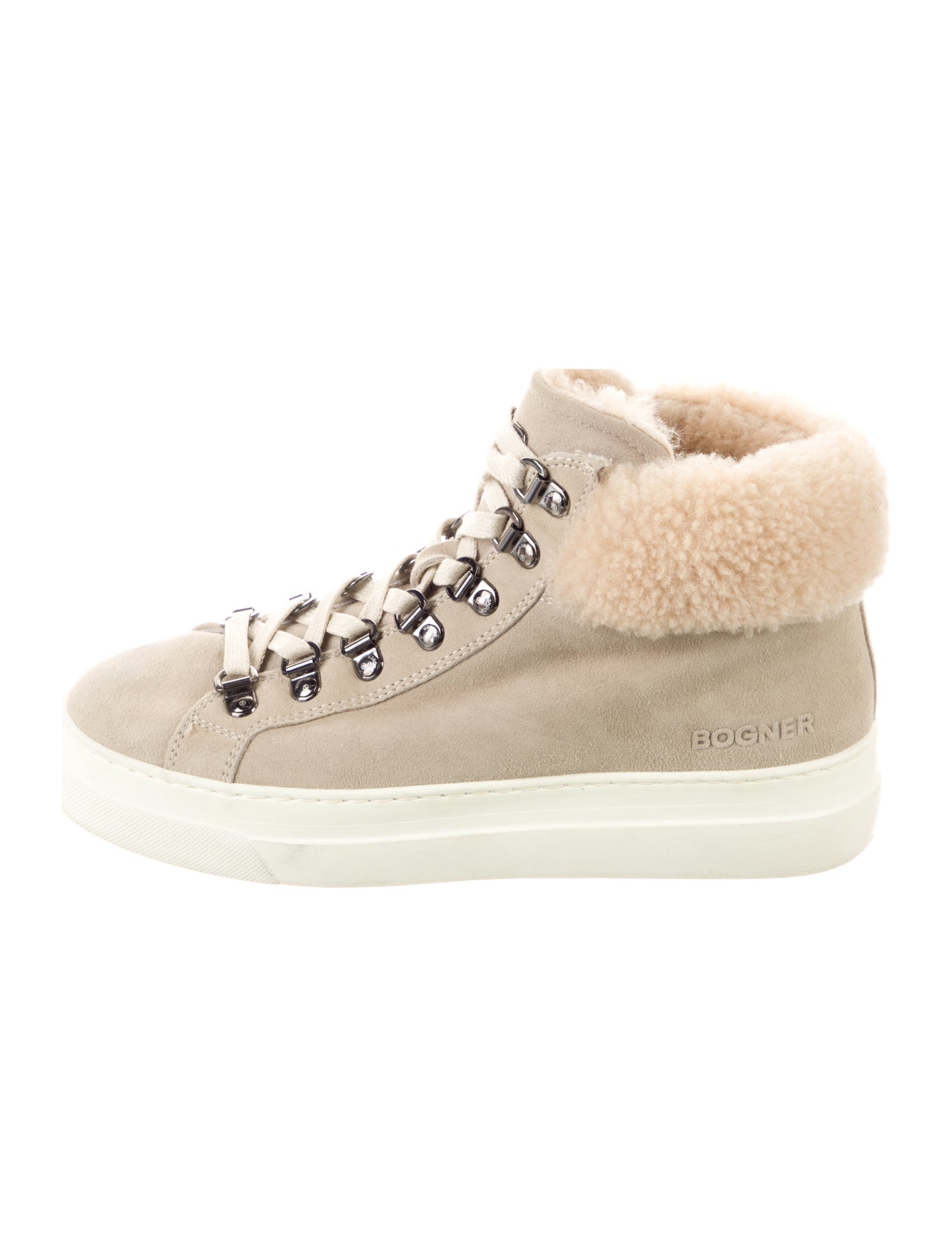 Bogner Suede Faux Fur Trim Lace-Up Boots
