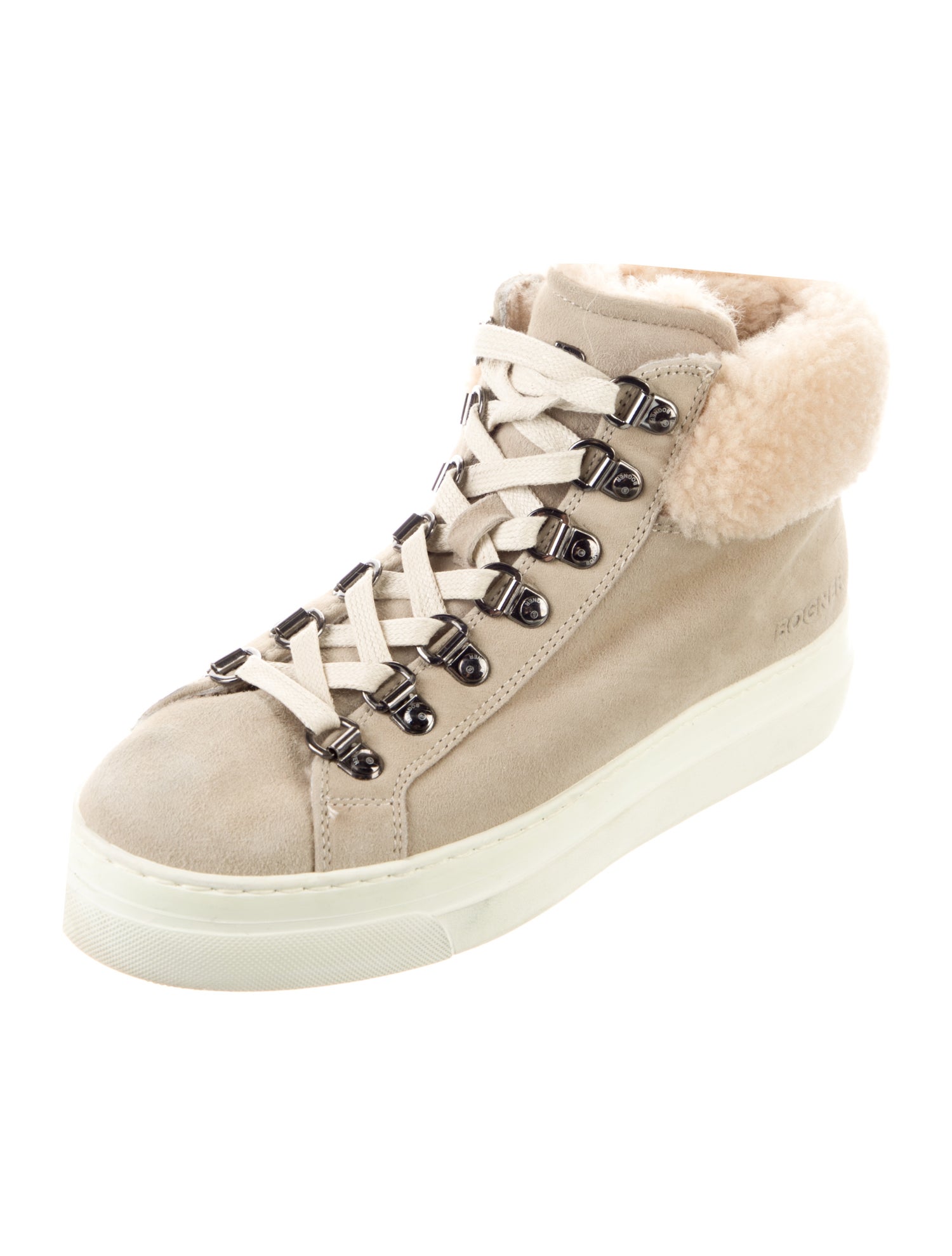 Bogner Suede Faux Fur Trim Lace-Up Boots