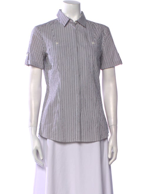 Bogner Striped Short Sleeve Button-Up Top