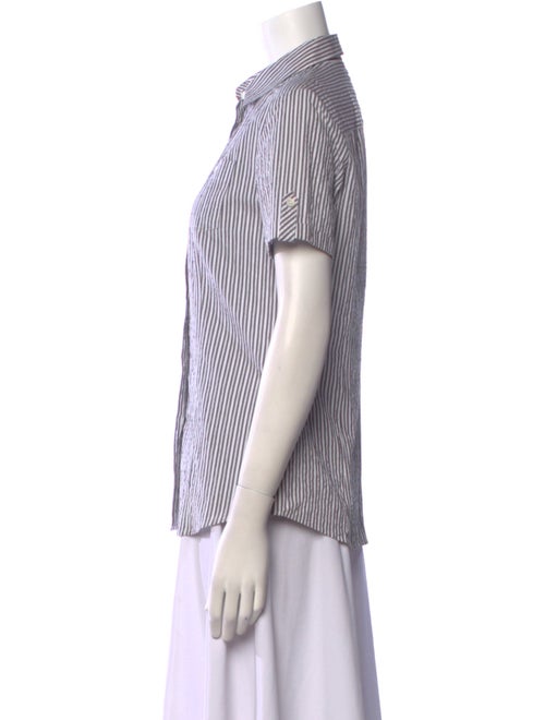 Bogner Striped Short Sleeve Button-Up Top