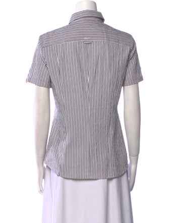 Bogner Striped Short Sleeve Button-Up Top