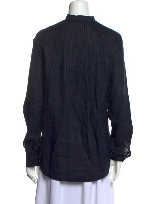 Bogner Linen Mock Neck Button-Up Top