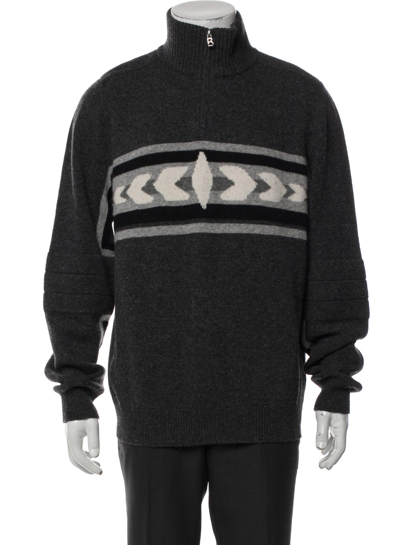 Bogner Virgin Wool Graphic Print Polo Sweater