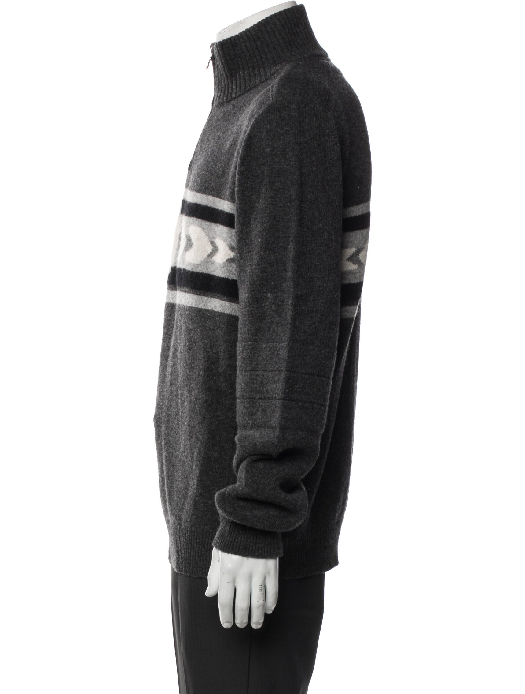 Bogner Virgin Wool Graphic Print Polo Sweater