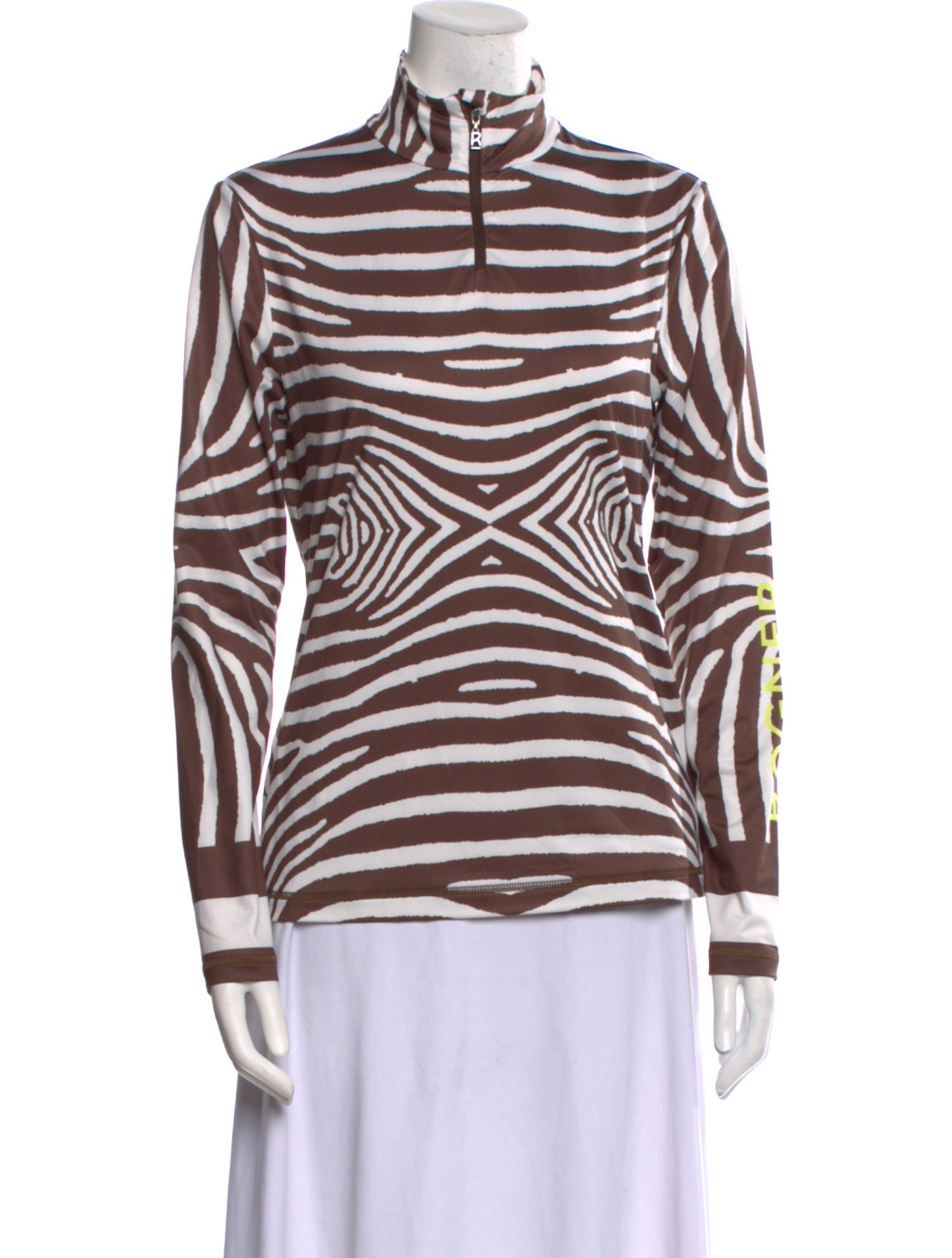 Bogner Striped Mock Neck Top