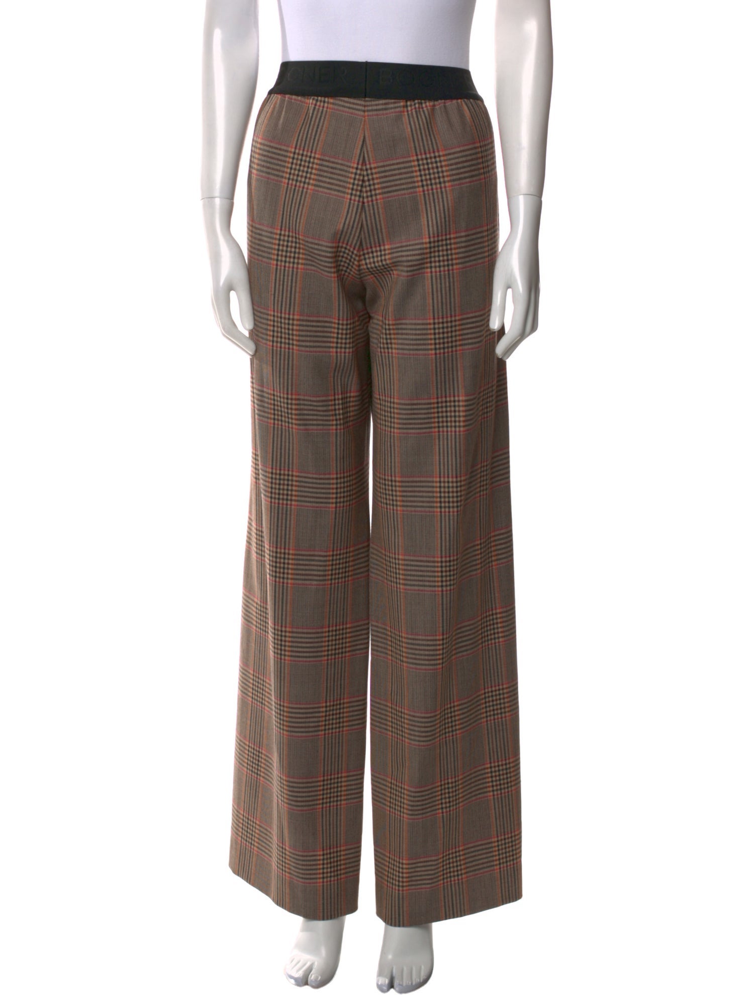 Bogner Plaid Print Wide Leg Pants