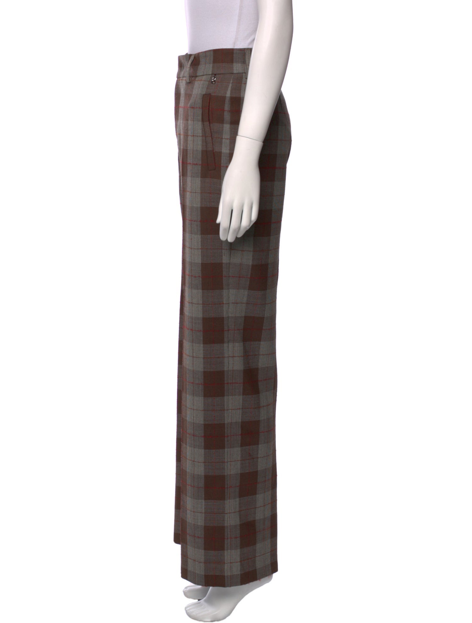 Bogner Plaid Print Wide Leg Pants