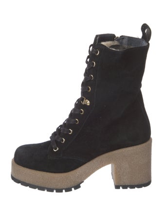 Bogner Suede Colorblock Pattern Combat Boots