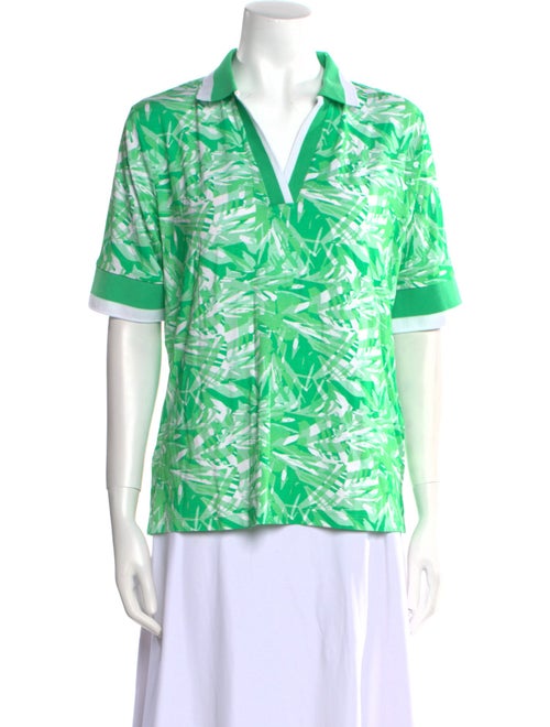 Bogner Printed V-Neck Button-Up Top