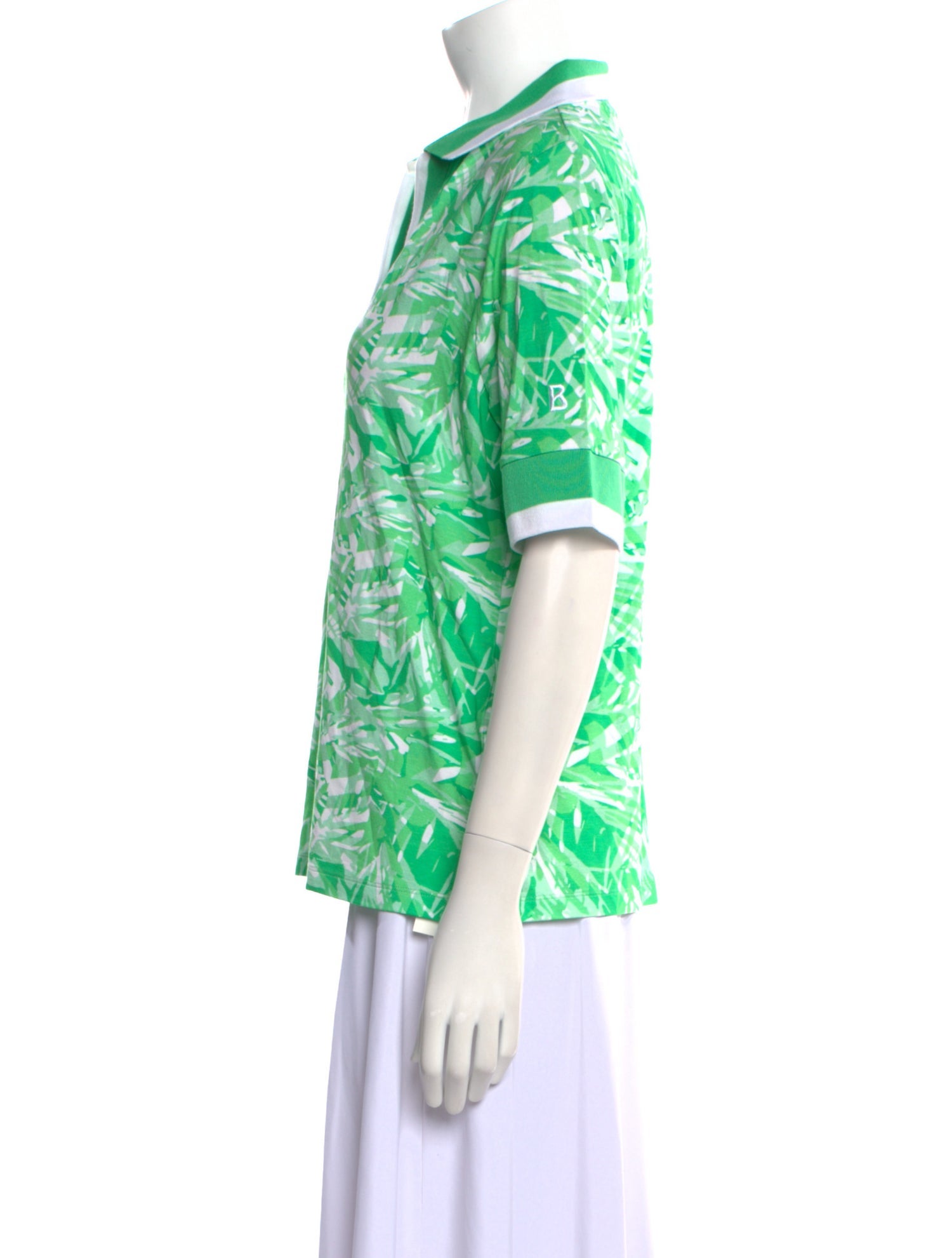 Bogner Printed V-Neck Button-Up Top