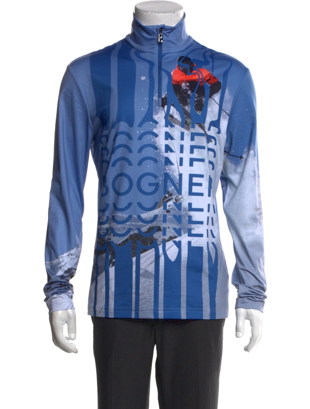 Bogner Printed Mock Neck Polo Shirt w/ Tags - Blue Polos, Clothing ...