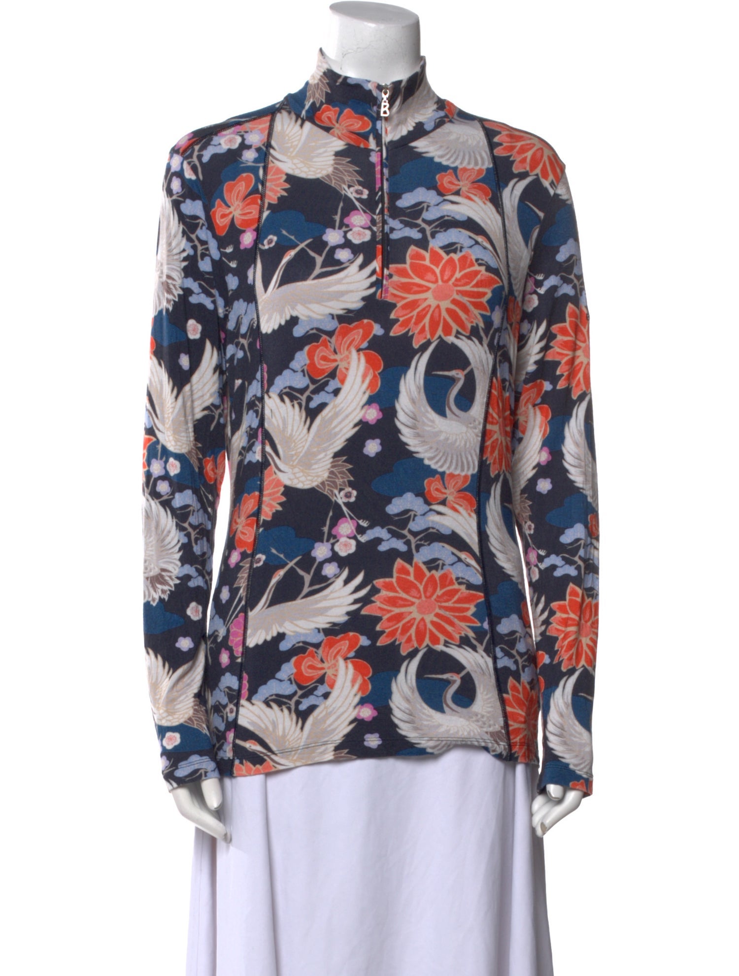 Bogner Floral Print Long Sleeve Button-Up Top