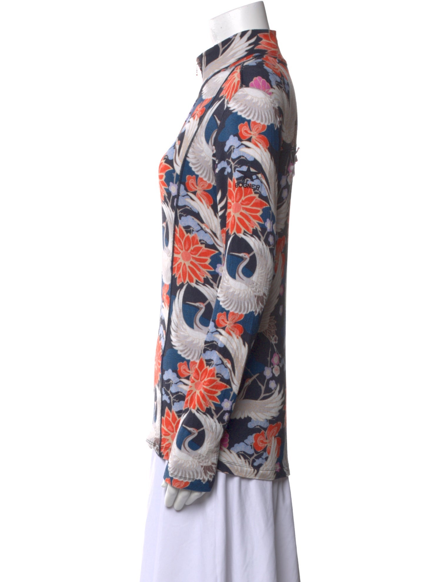 Bogner Floral Print Long Sleeve Button-Up Top