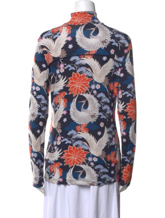 Bogner Floral Print Long Sleeve Button-Up Top