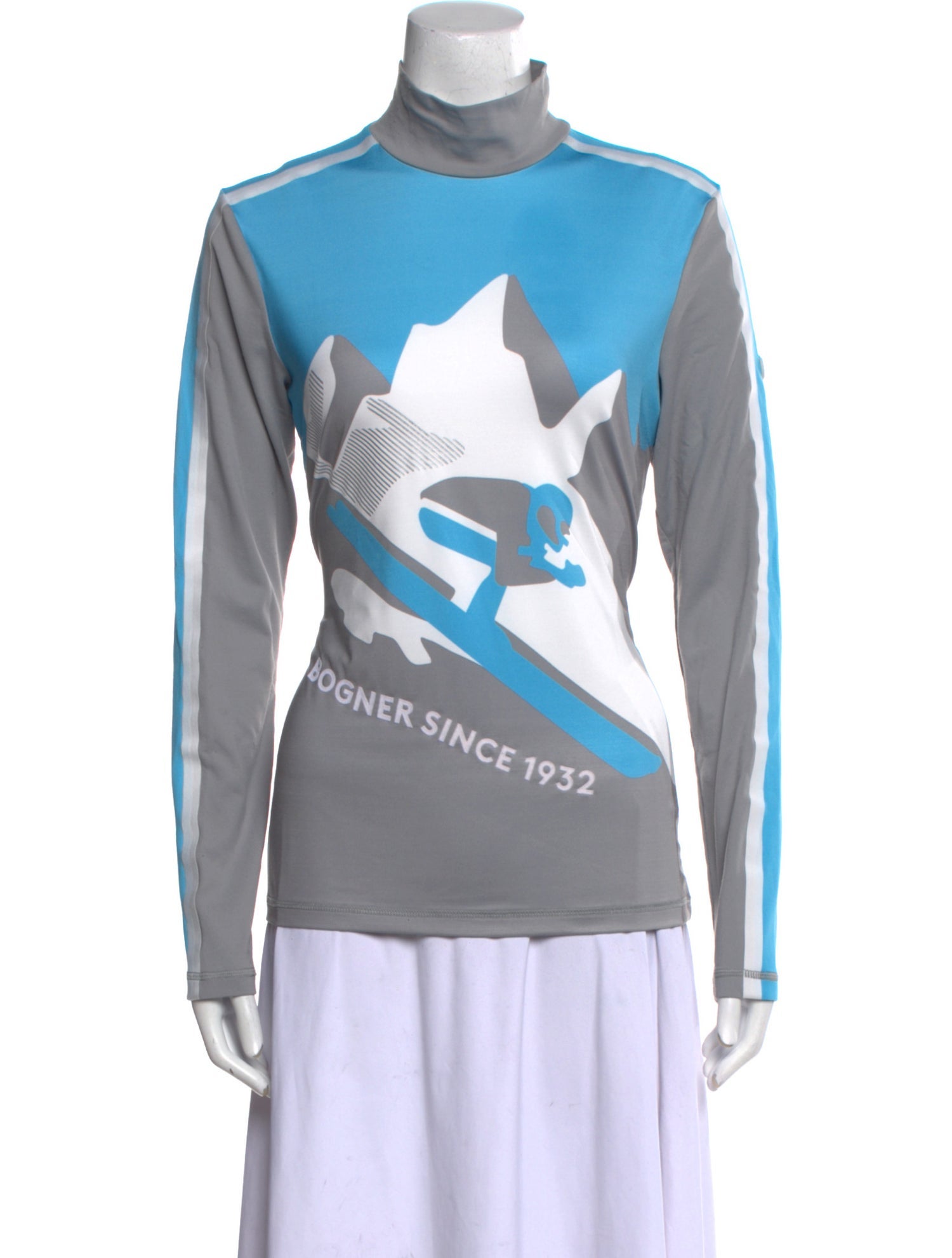 Bogner Colorblock Pattern Turtleneck Sweatshirt