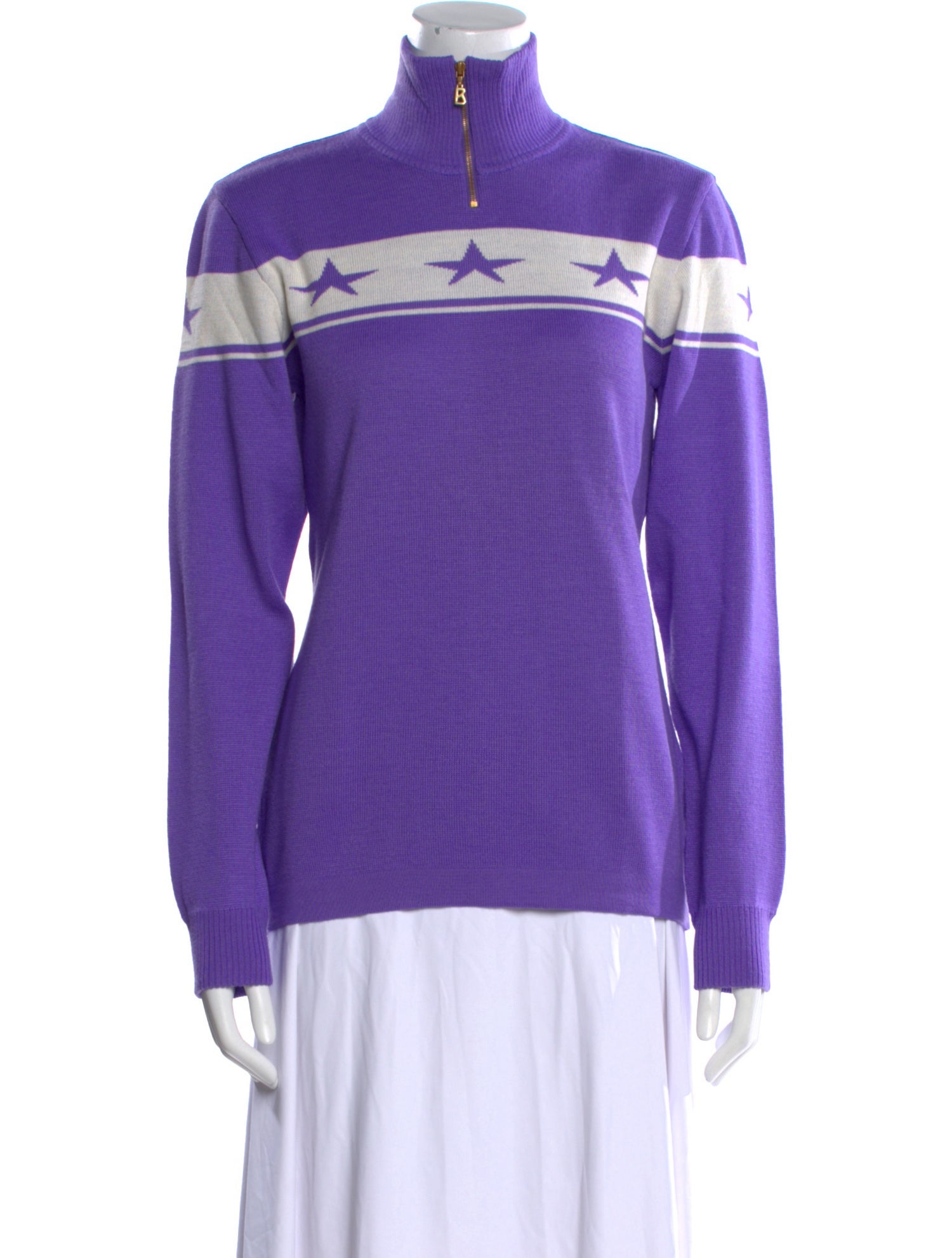 Bogner Colorblock Pattern Mock Neck Sweater