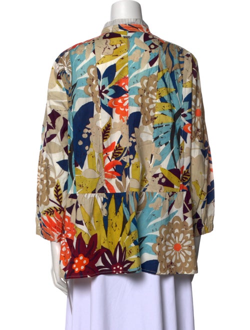 Bogner Floral Print V-Neck Button-Up Top