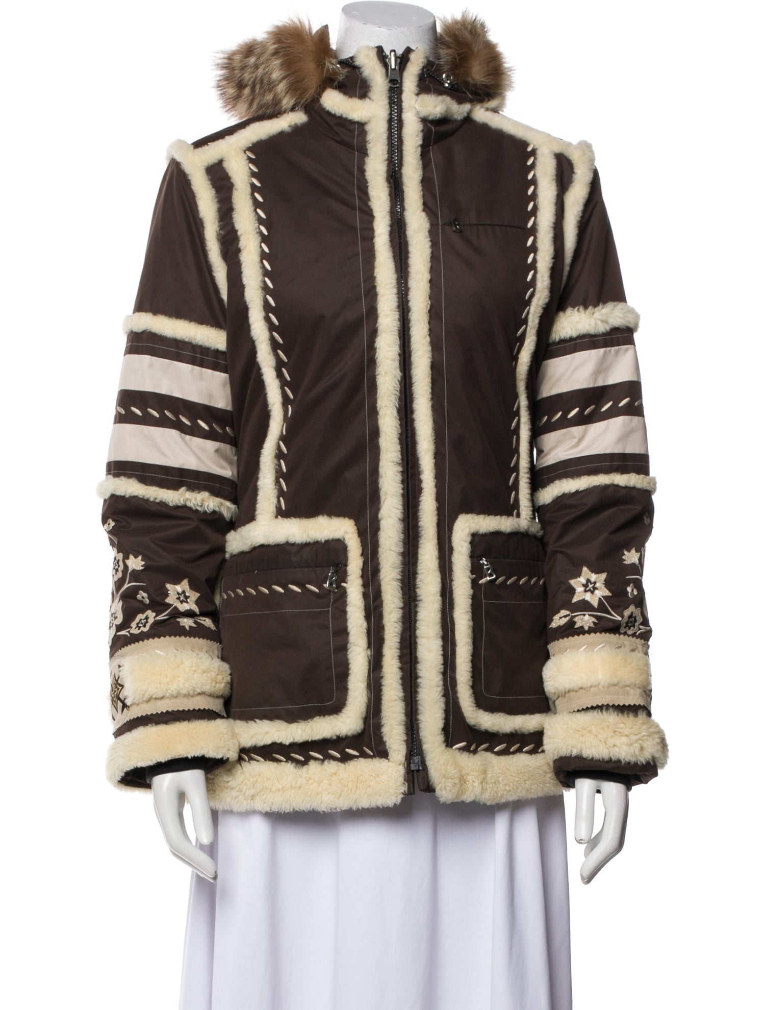 Bogner Striped Fur Coat