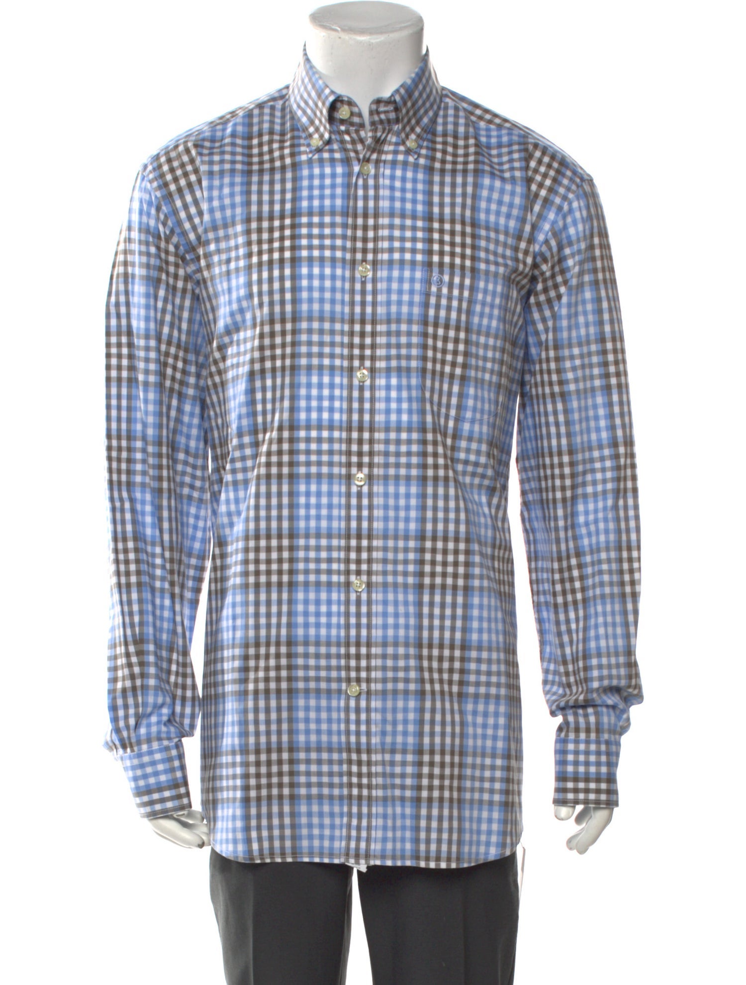 Bogner Plaid Print Long Sleeve Dress Shirt
