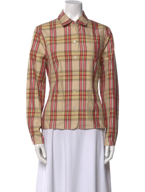 Bogner Plaid Print Long Sleeve Button-Up Top