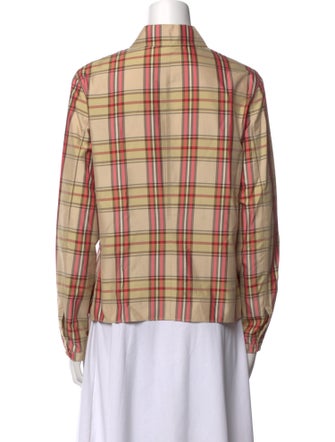 Bogner Plaid Print Long Sleeve Button-Up Top