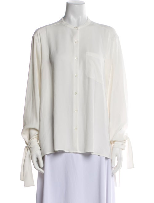 Bogner Mock Neck Long Sleeve Button-Up Top